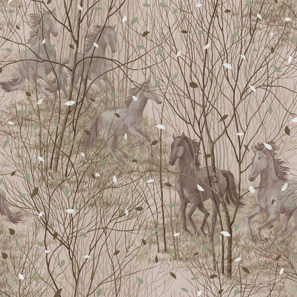 Tapete mit Pferden und Bäumen