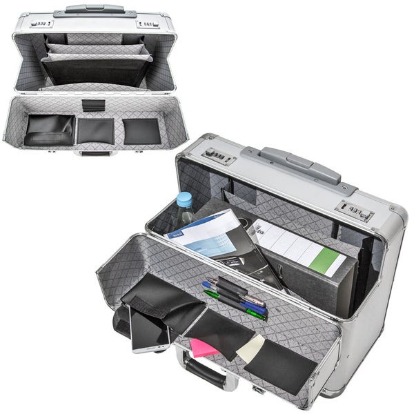 Pilotenkoffer tectake  aus Aluminium mit abgerundeten Ecken 47 x 25 x 39 cm