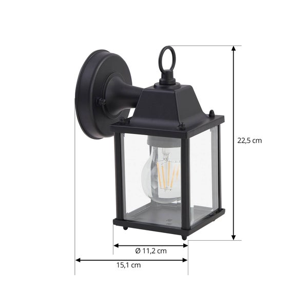Lindby Wandleuchte außen (Laterne) Rurik (spritzwassergeschützt (Landhaus, Vintage Rustikal) in Schwarz aus Aluminium (1 flammig E27) - Außenwandleuchten Wandlampe Led Außenlampe Outdoor