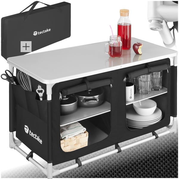 Campingschrank Komfort mit 4 Fächern tectake  faltbar 97 x 47,5 x 56,5 cm