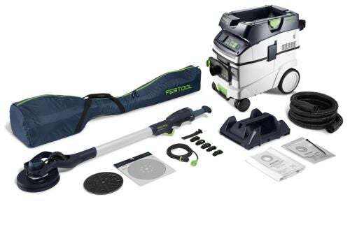 Festool Langhalsschleifer Set mit Absaugmobil, Transporttasche, Schleifmitteln und Zubehör.