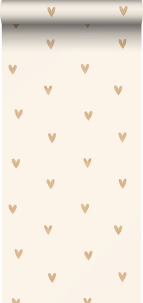 Sanders und Sanders Tapete Herzchen Beige und Gold - 53 cm x 10.05 m - 935268