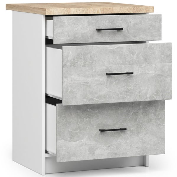 Kommode mit drei Schubladen, Betonoptik