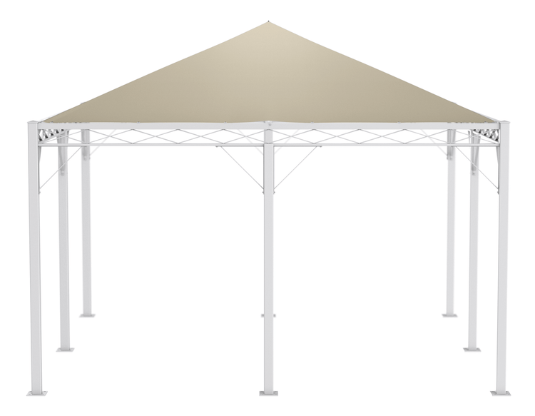 Pavillon ELEO Torino 4 x 4 m weiß - pulverbeschichtet | mit Sonnensegel ecru