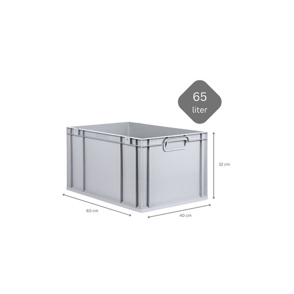PROREGAL SparSet 5x Eurobox NextGen Grip mit Auflagedeckel mit 4 Schwarzen Schiebeschnappverschlüssen HxBxT 32 x 40 x 60 cm 65 Liter