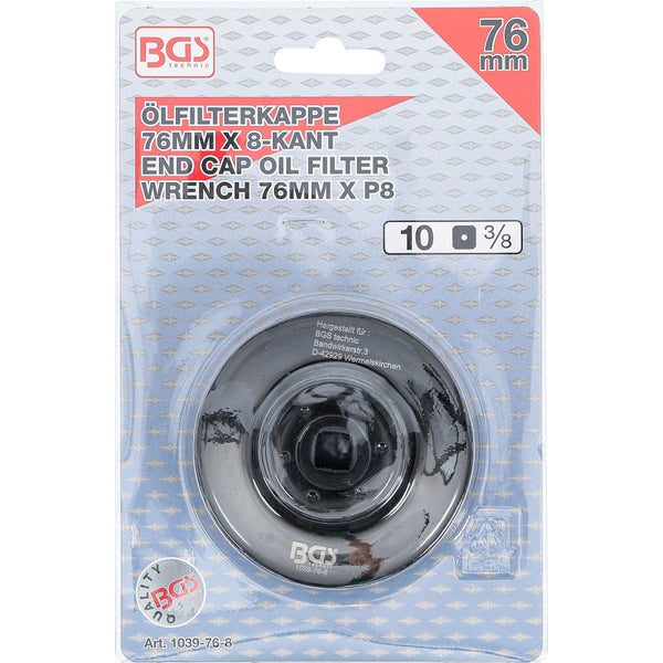 Ölfilterschlüssel mit 76 Millimeter Durchmesser in Verpackung