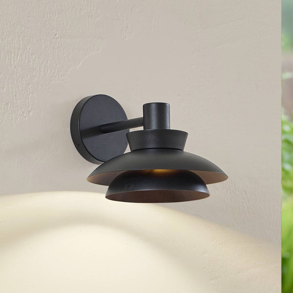 Lucande Wandleuchte außen Thais (spritzwassergeschützt (Modern) in Schwarz aus Metall (1 flammig, E14) - Außenwandleuchten Wandlampe Led Außenlampe Outdoor für Außenwand/Hauswand Haus
