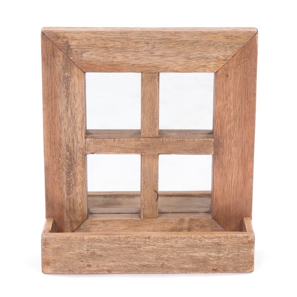 Wandspiegel Vintago 40x36 cm, Mahagoni Holz, mit Ablage naturfarben