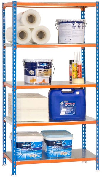 PROREGAL Schwerlastregal Metal Shark HxBxT 180 x 90 x 50 cm Fachlast 180 kg Blau-Orange