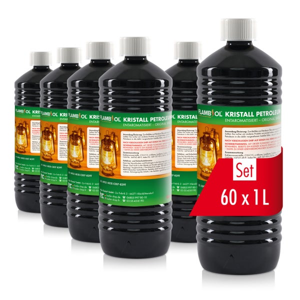 Set mit 60 Flaschen Kristall Petroleum zu je 1 Liter