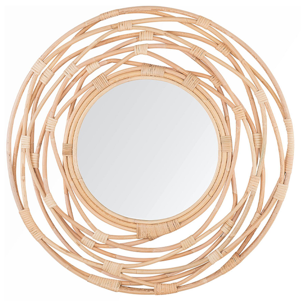 Wandspiegel BURGIS 75 cm 75 cm Rattan Naturfarben