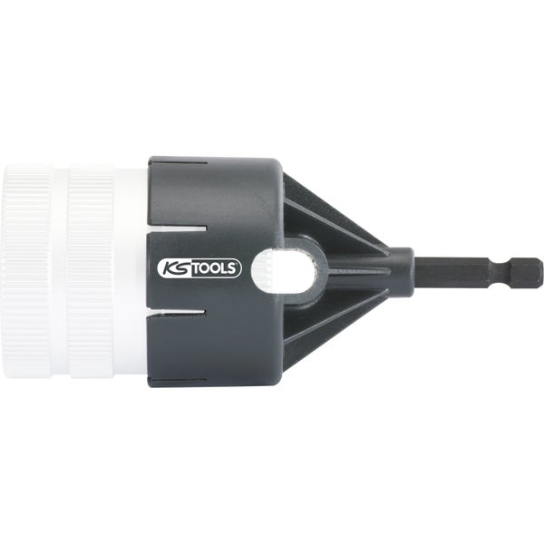 Diamantbohrkronen-Set in einem Koffer mit einer Hand mit Handschuh