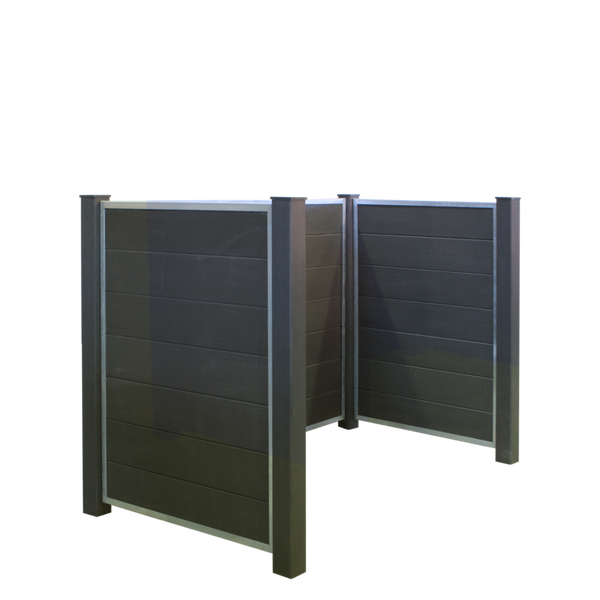 Mülltonnenverkleidung, Mülltonnenbox, Mülltonnen Unterstand, Mülltonnen Sichtschutz  FUTURA 196x108x133cm-WPC Pfosten-Einbetonieren