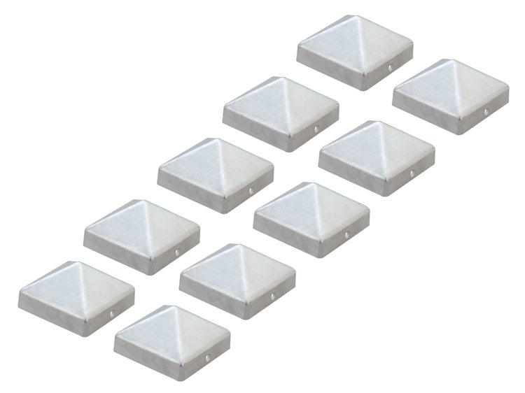 Set mit 10 quadratischen Pfostenkappen aus Metall für quadratische Pfosten