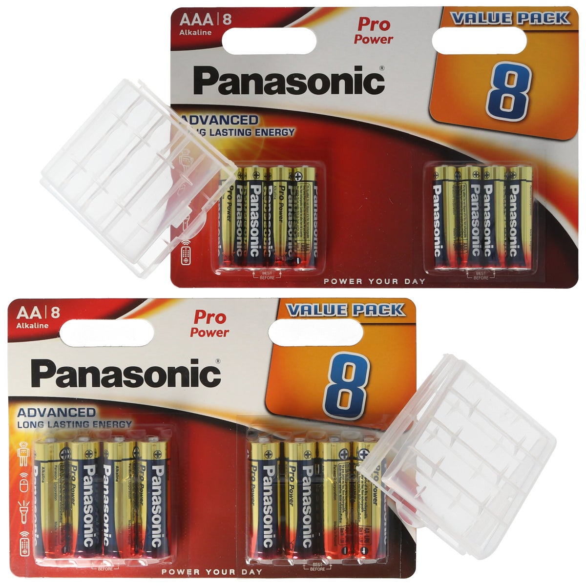 ALL YOU NEED-Paket mit 8x Panasonic AA Batterien, 8x Panasonic AAA Batterien und 2x Aufbewahrungsboxen