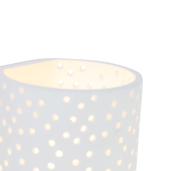 Weiße Keramiklampe mit Lochmuster