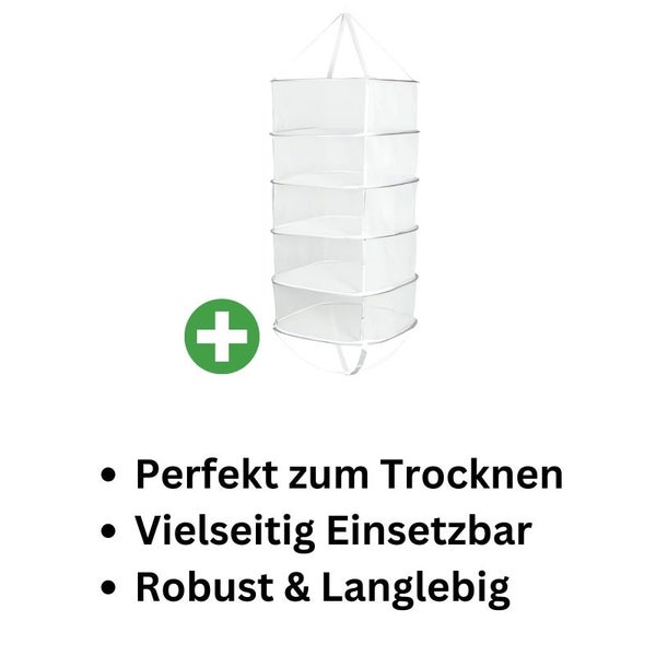 Grow Trockennetz 45 cm x 1,10 m – 5-lagig, quadratisch, platzsparend, für große Pflanzenmengen, einfach aufzuhängen & ideal für kleine Räume