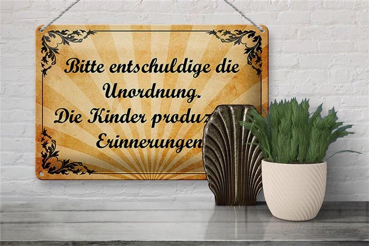Blechschild Spruch 30x20cm Bitte entschuldige die Unordnung