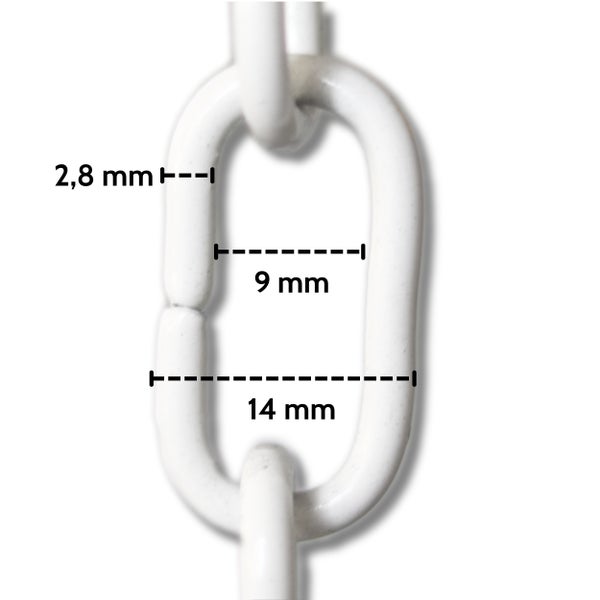 DEKAZIA® Gliederkette weiß matt | Deko Ketten Set aus 4 Gliederketten zum Basteln à 15cm | 2,7mm starke rostfreie Stahlkette Metall Kette Metallkette Weiße Kette Kette Zum Aufhängen