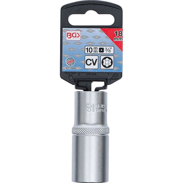 BGS Steckschlüssel-Einsatz Super Lock tief Antrieb Innenvierkant 10 mm (3/8) SW 18 mm - 2608