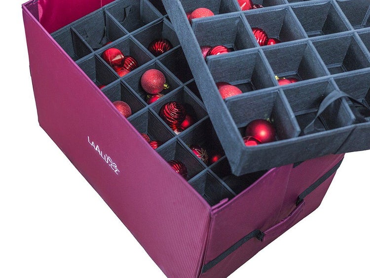 Aufbewahrungsbox für Weihnachtsbaumschmuck mit herausnehmbaren Fächern und Tragegriffen von Laalu