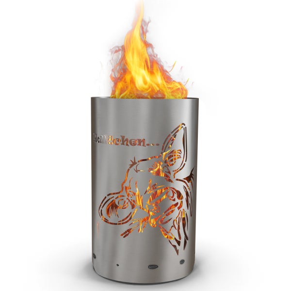 Feuersäule aus Stahl mit Flammenmuster