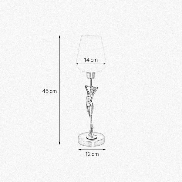 Dekorative Tischleuchte mit Frauenskulptur, 45 cm hoch