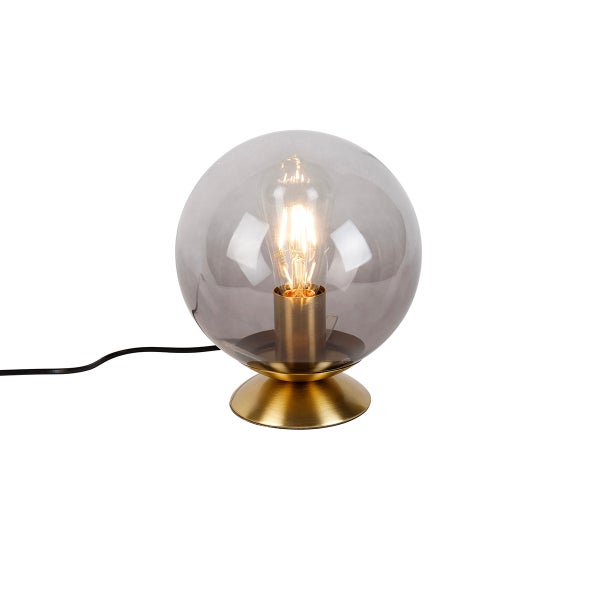 Art Deco Tischlampe Messing mit Rauchglas - Pallon