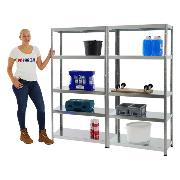 PROREGAL Mega Deal 2x Schwerlastregal Steel Eagle HxBxT 180 x 90 x 40 cm Fachlast 130 kg Verzinkt