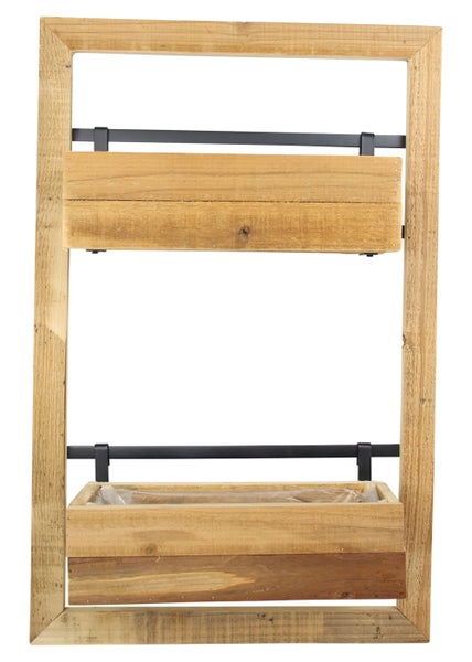 FRANK FLECHTWAREN | Wandpflanzer Industrial, HOLZ, 48 x 73 cm, Pflanzkasten 35 x 13 x 10 cm