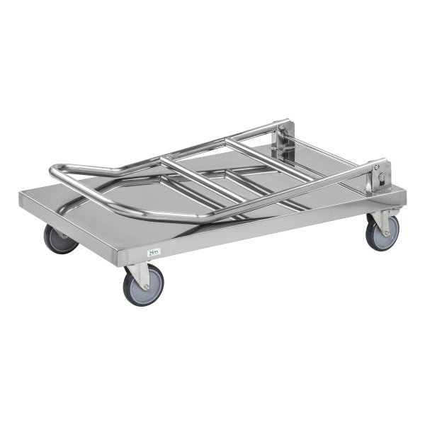 Zusammengeklappter Transportwagen aus Metall mit Rollen