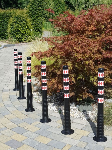 UvV Absperrpfosten flexible Poller 100cm flexibel schwarz, reflektierend, selbstaufrichtend / gelb