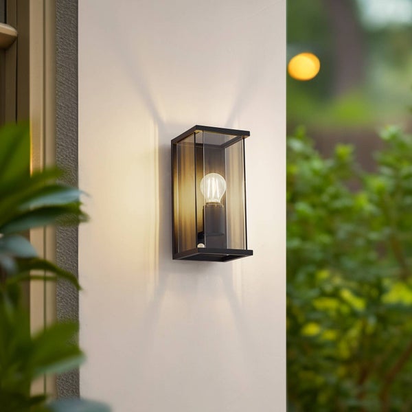 Lucande Wandleuchte außen Annalea mit Bewegungsmelder (spritzwassergeschützt (Modern) in Schwarz aus Aluminium (1 flammig, E27) - Wandlampe für Außenwand/Hauswand Haus Terrasse und Balkon
