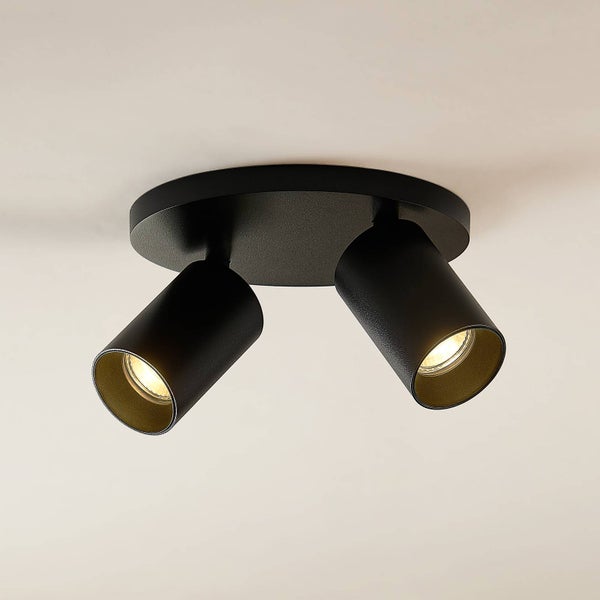 Schwarze Deckenleuchte mit zwei Strahlern