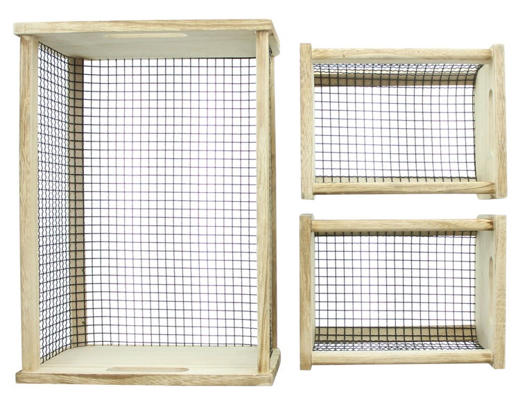 FRANK FLECHTWAREN | Holzkiste Trend, 3er Set, HOLZ, 21 x 16 x 13 cm, 36 x 26 x 16 cm