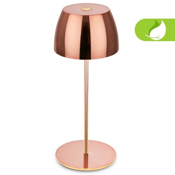 Briloner Serina Mini LED Tischlampe kabellos IP44, Dimmbar, Touch, Spritzwasserschutz, akku, kupfer, Ø8 x 20 cm