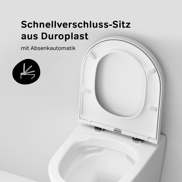 AM.PM Wand-WC Set Tiefspüler offener Spülrand weiß glänzend mit WC-Sitz , Vorwandelement und Betätigungsplatte chrom IIS70151.NA1700
