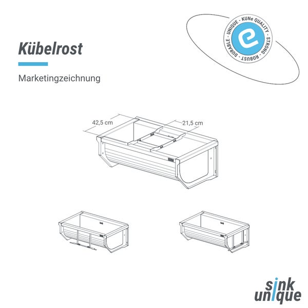 Kübelrost technische Zeichnung mit Maßangaben