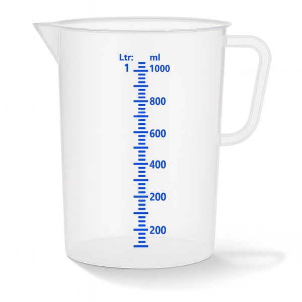 Grow Messbecher 1000 ml – Kunststoff Messbecher mit Skala, Dosierhilfe für Flüssigkeiten