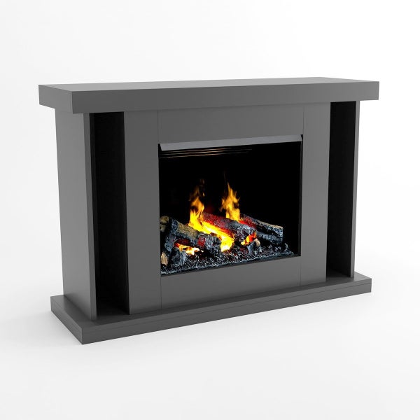 GLOW FIRE Elektrokamin 'Ares Opti Myst' | Wasserdampf Kamin mit Heizung inkl. Holz in schwarz als Standkamin| HxBxT: 106x131x38 cm