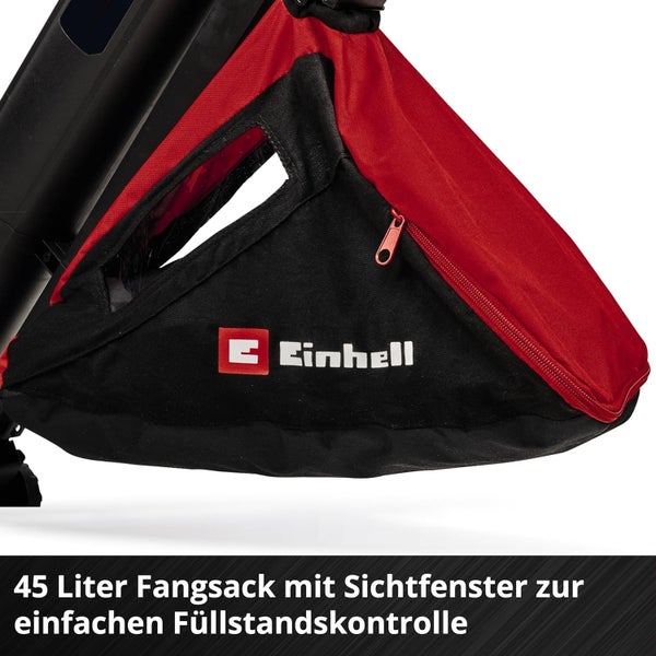 Einhell Grasfangsack für Rasenmäher mit 45 Liter Fassungsvermögen und Sichtfenster zur einfachen Kontrolle des Füllstandes.