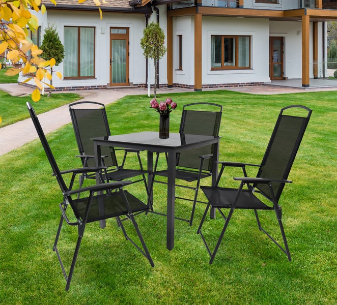5-tlg Sitzgruppe Gartenmöbel Tisch Stühle Set 80S