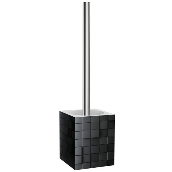 WC Bürstengarnitur aus Edelstahl mit quadratischem Halter in Mosaikoptik