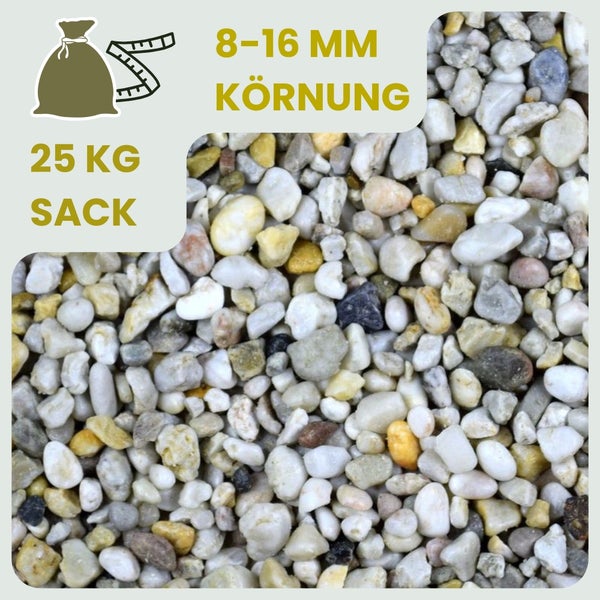 Kies Körnung 8-16 mm, 25 Kilogramm Sack