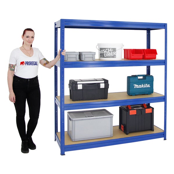 PROREGAL Schwerlastregal Dino HxBxT 180 x 160 x 60 cm Fachlast 600 kg Blau
