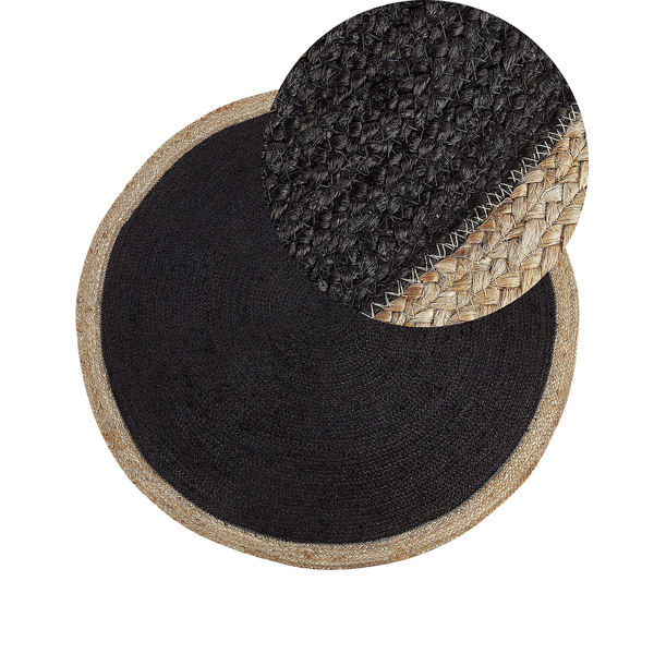 Teppich MENEMEN Schwarz ø 120 cm Jute