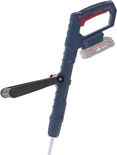 Akku-Druckreiniger-Handgriff mit 18 Volt Akku und verstellbarem Zusatzhandgriff.