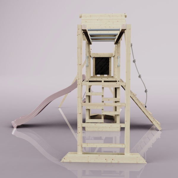 OutdoorToys Spielturm Helsingborg aus Holz in Rosa Babyschaukel