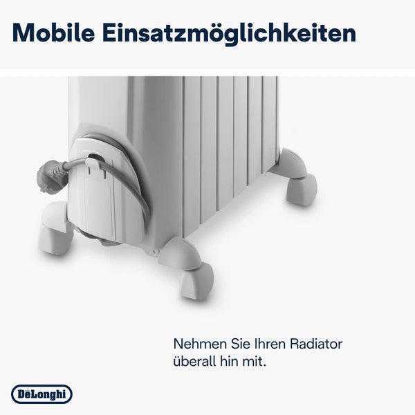 De’Longhi Dragon 4 TRD4 0615 DeLonghi TRD04-0615 Öl-Heizkörper, 6 Elemente, Edelstahl, weiß