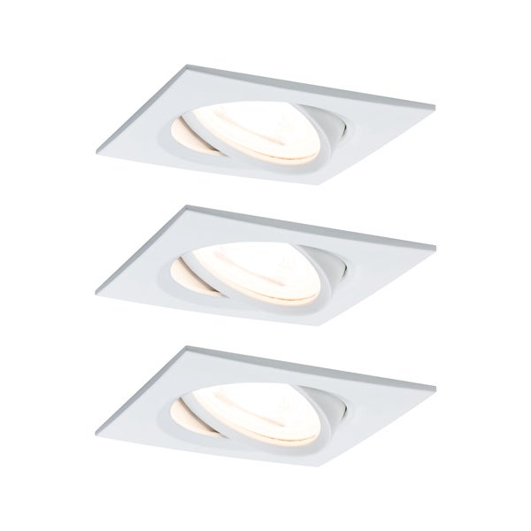 LED Einbauleuchte Nova Coin Basisset schwenkbar eckig 84x84mm 50° Coin 3x6W 3x470lm 230V 2700K Weiß matt